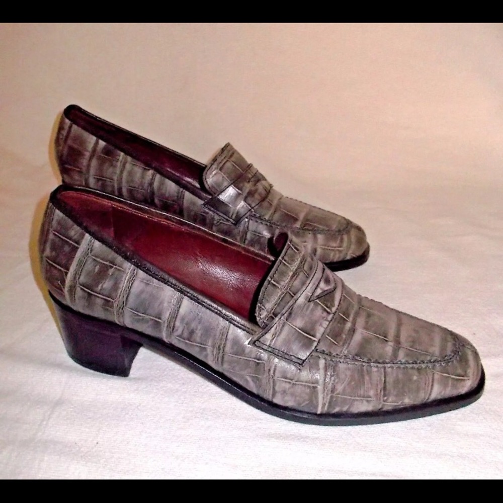 COLOMBO Grey Alligator Pumps Lpw Heels  Size 37.5